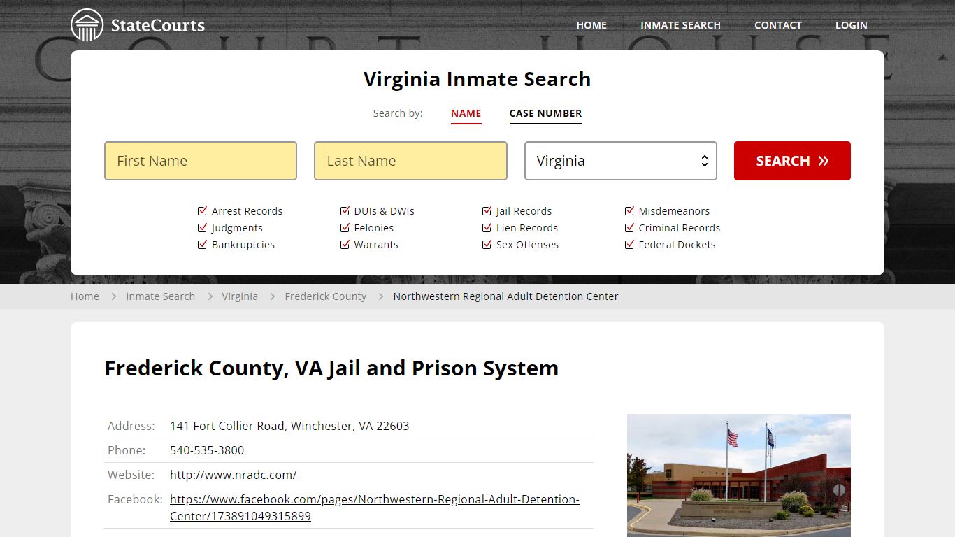 Frederick County, VA Jail and Prison System - State Courts